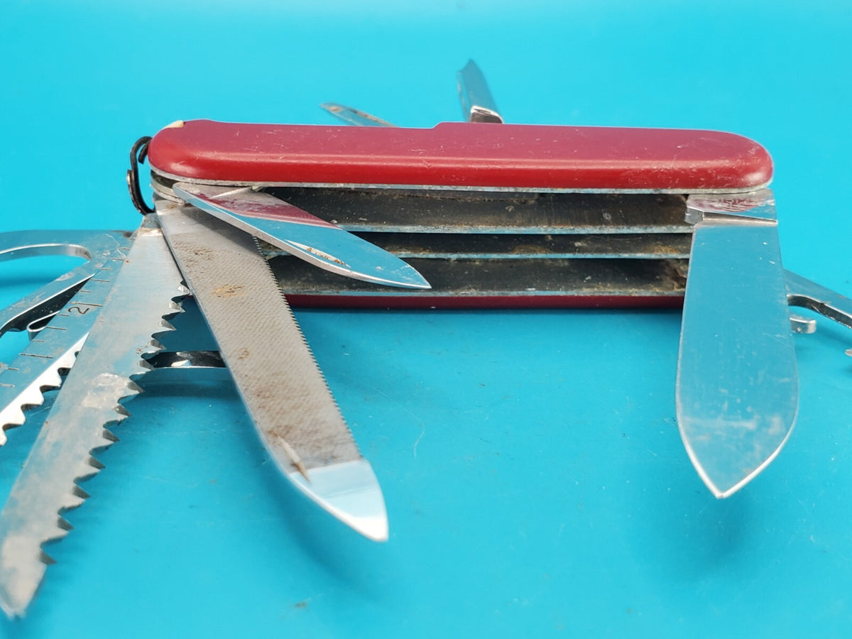Vintage Victorinox Red Fisherman Plus Swiss Army Knife Multi Tool! RARE!