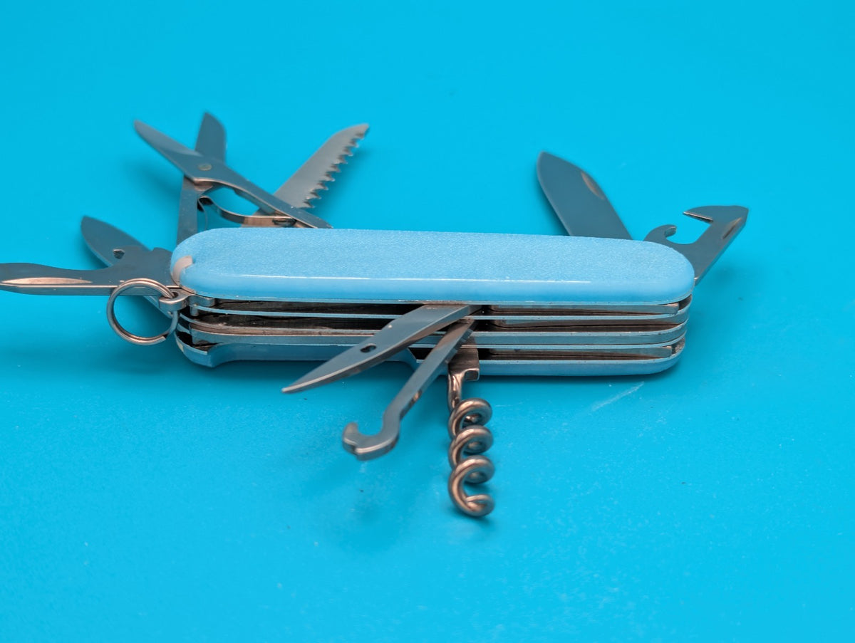 Custom Victorinox Huntsman Blue Glow in the Dark Swiss Army Knife Multi Tool!