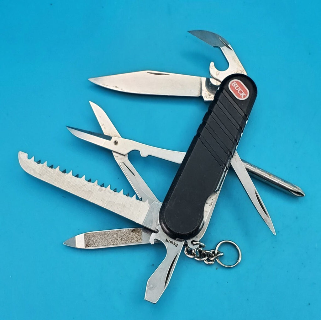 Wenger SwissBuck Remedy Retired Vintage Swiss Army Knife Black Multi Tool!