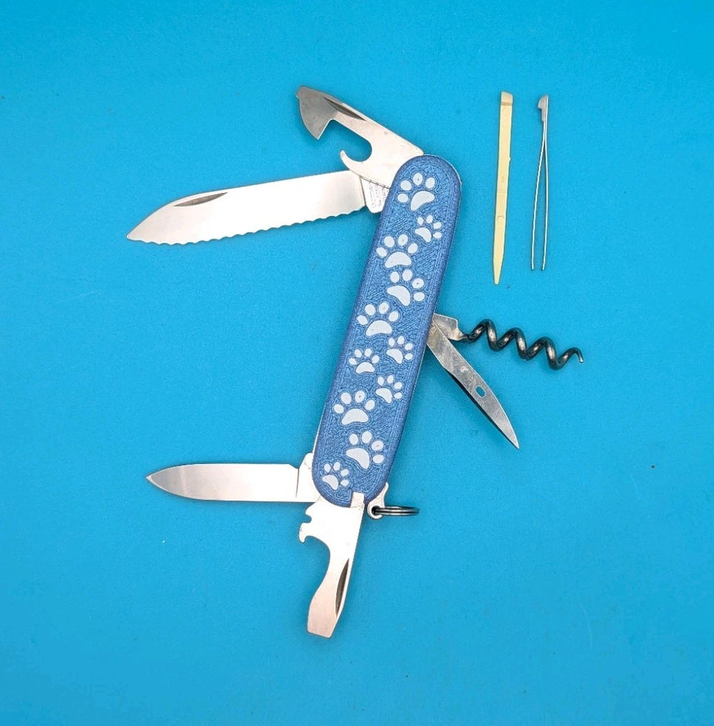 Victorinox Serrated Spartan Swiss Army Knife Multi Tool! Custom Paw Print Design