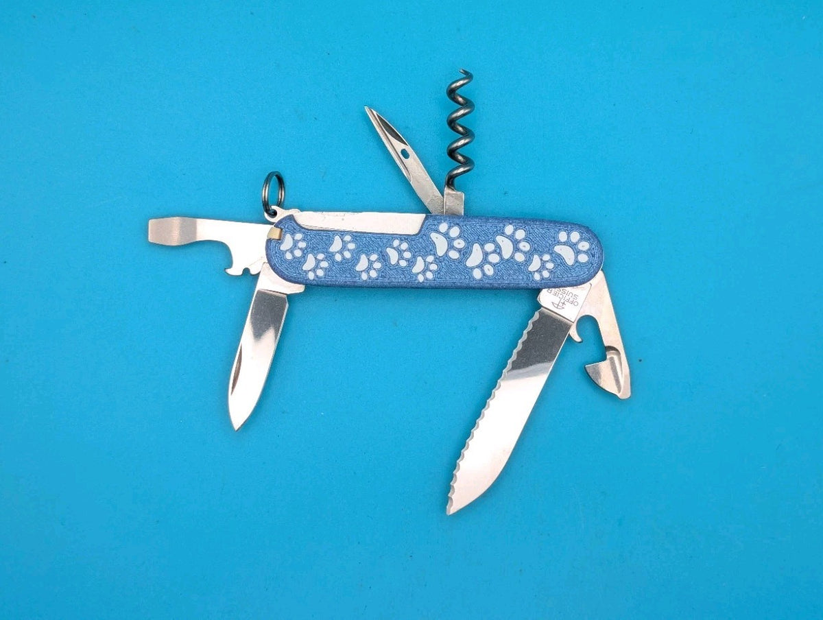 Victorinox Serrated Spartan Swiss Army Knife Multi Tool! Custom Paw Print Design