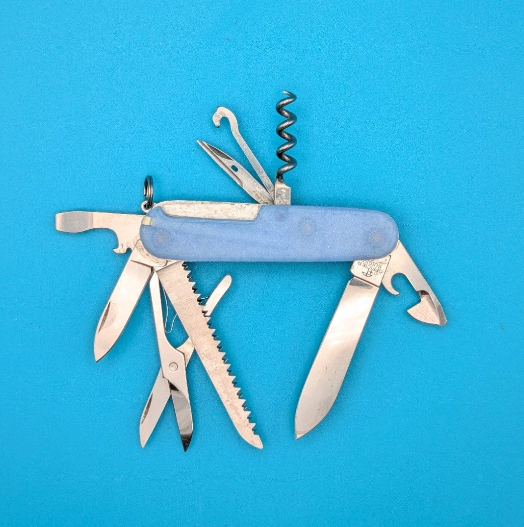Custom Victorinox Huntsman Firefly Blue Glow in the Dark Swiss Army Knife! 91mm