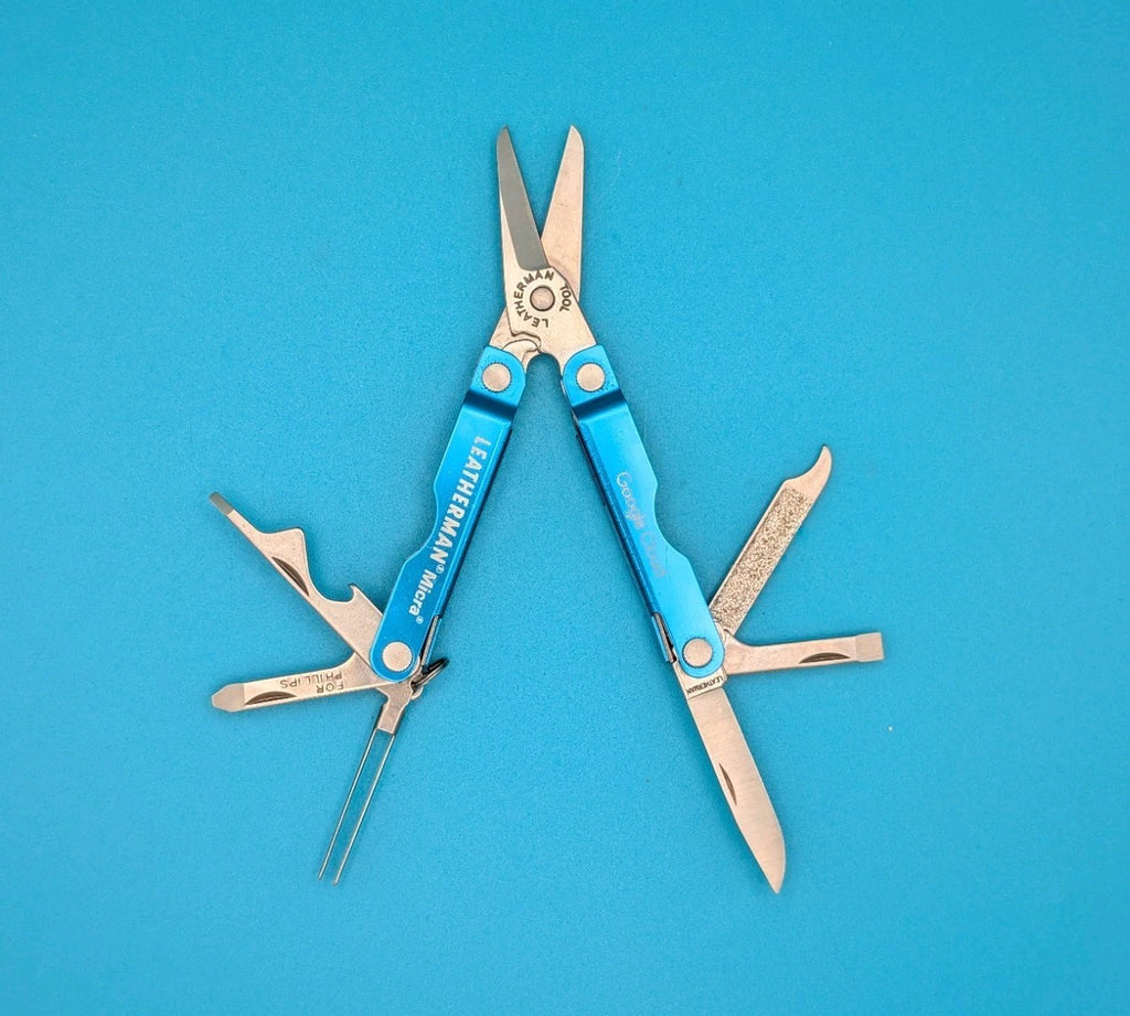 Leatherman Micra Multi-Tool, Knife, Scissors, Key Ring, Blue! *GOOGLE CLOUD*