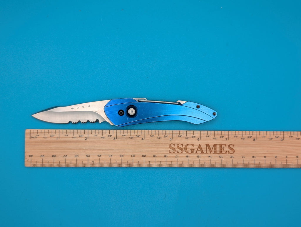 Buck USA 436 Short Revolution Blue Carabiner Folding Knife  - Discontinued