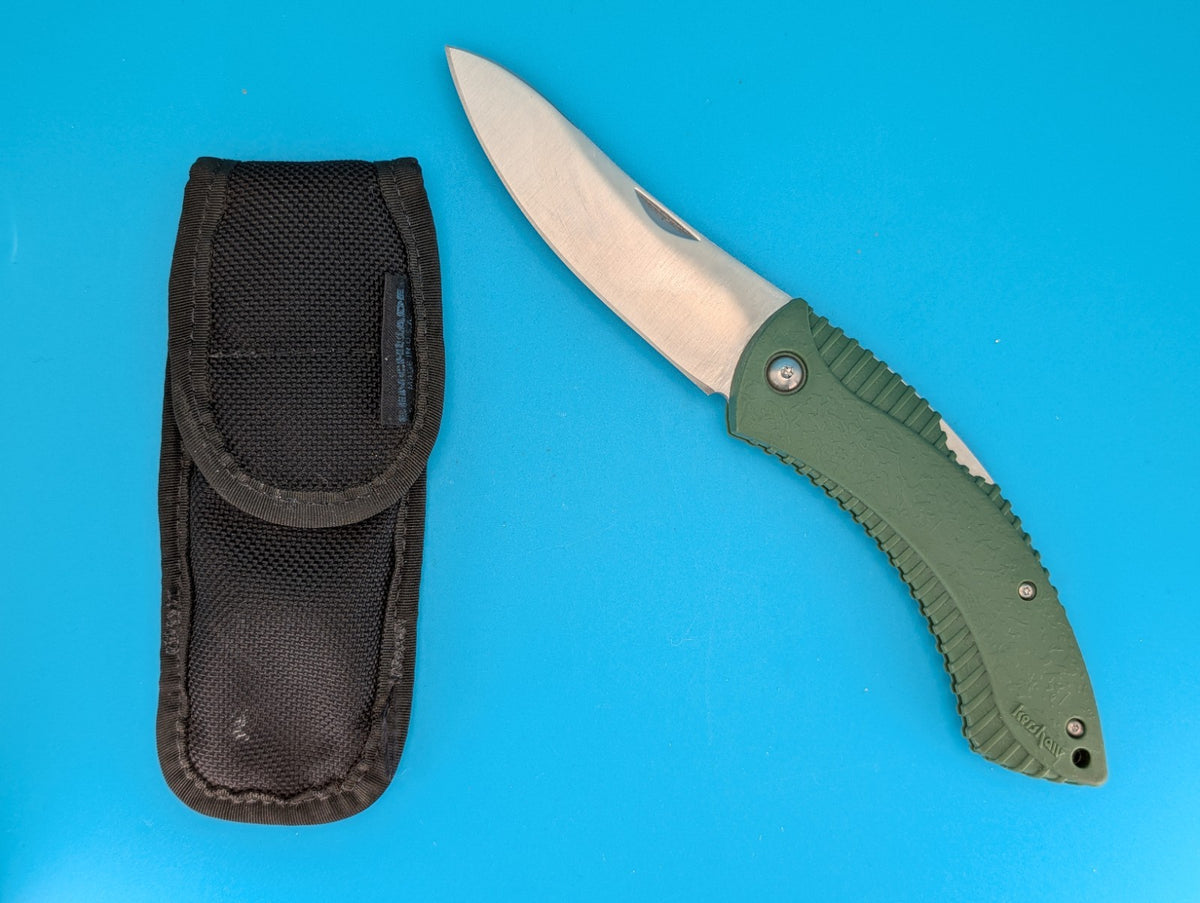 Vintage Kershaw Northside Hunter Green 1090 AUS-8A Folding Knife! With Sheath!