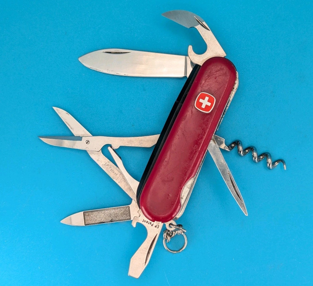 Wenger Spotlight Red Swiss Army Knife Multi Tool! With Working Flashlight!