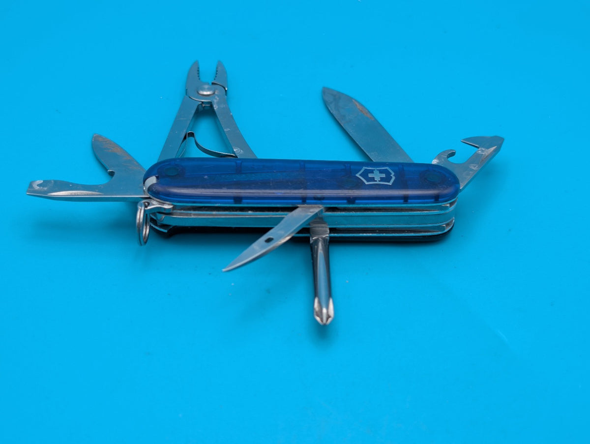 Victorinox Mechanic Swiss Army Knife Blue Translucent 91mm Pliers Phillips!