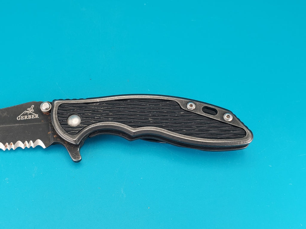 Gerber Torch I Frame Lock Plain Edge Blade Folding Pocket Knife! Black!