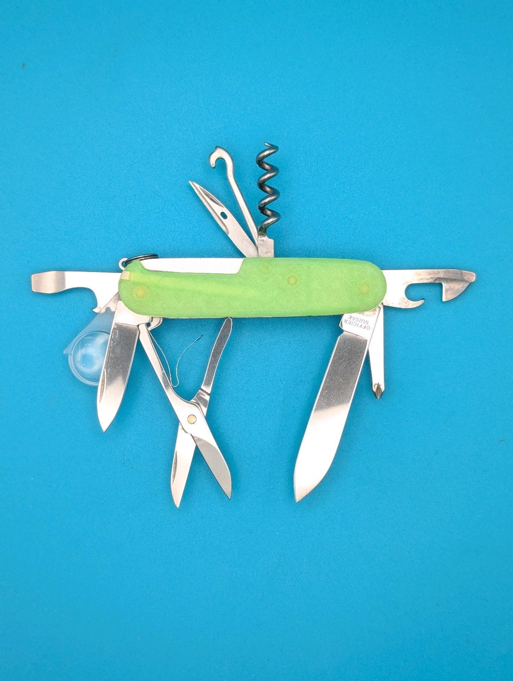 Custom Victorinox Explorer Firefly Green Glow in the Dark Swiss Army Knife! 91mm