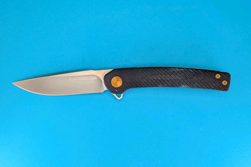 BLADEBOX Musketeer Plain Edge Slim Liner Lock Blue & Gold Handle Pocket Knife!