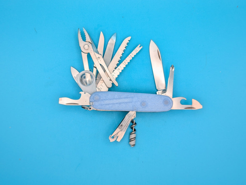 Custom Victorinox SwissChamp Firefly Blue Glow in the Dark Knife Multi-Tool!