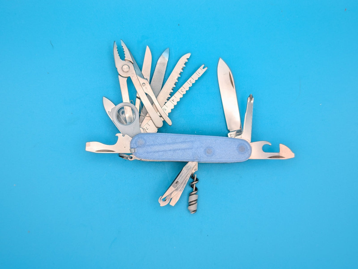 Custom Victorinox SwissChamp Firefly Blue Glow in the Dark Knife Multi-Tool!