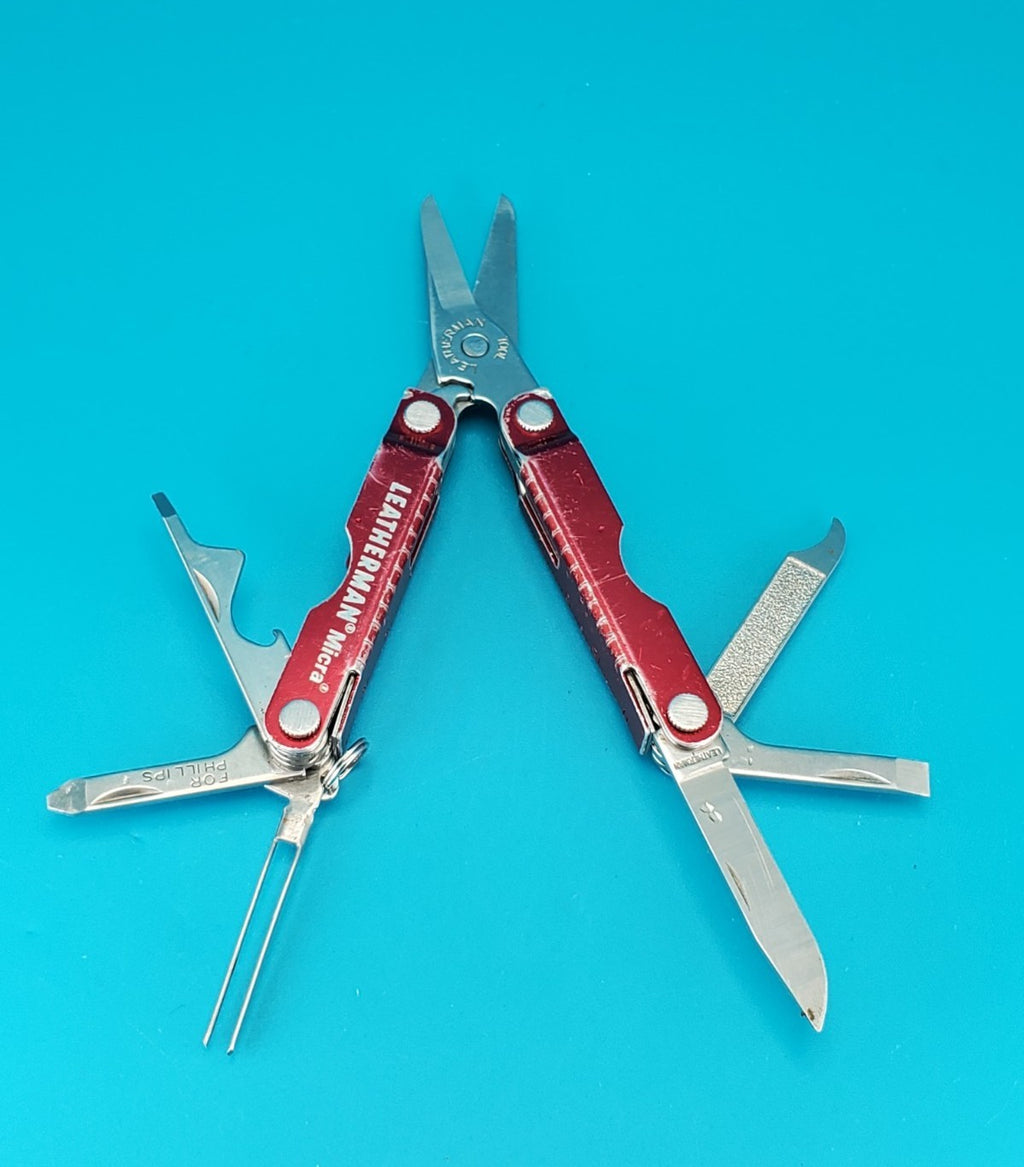Leatherman Micra Multi-Tool, Knife, Scissors, Key Ring, Red