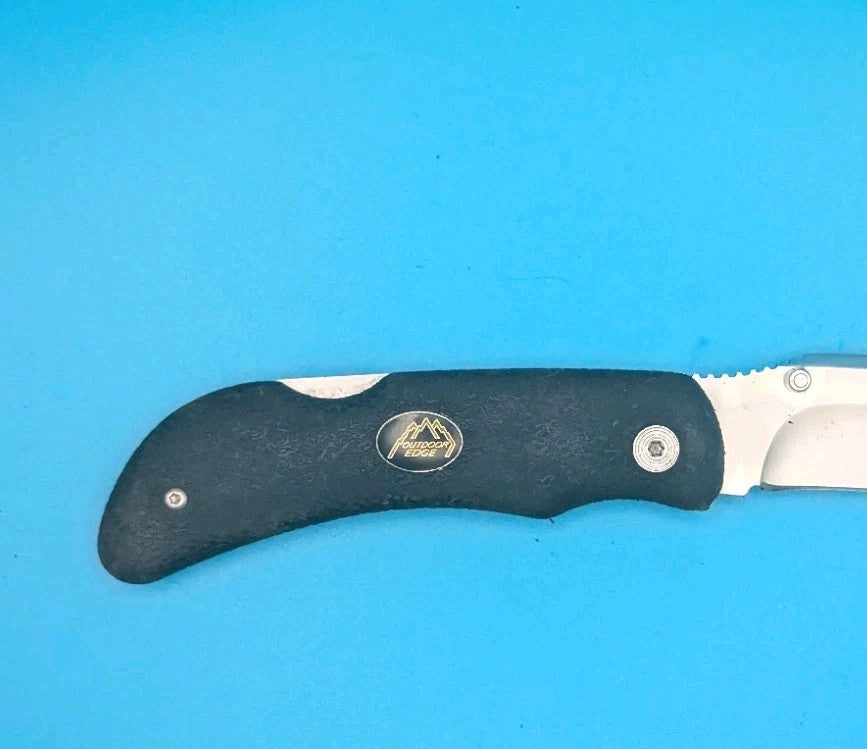 Outdoor Edge Black Handle Lockback Folding Pocket Knife Used