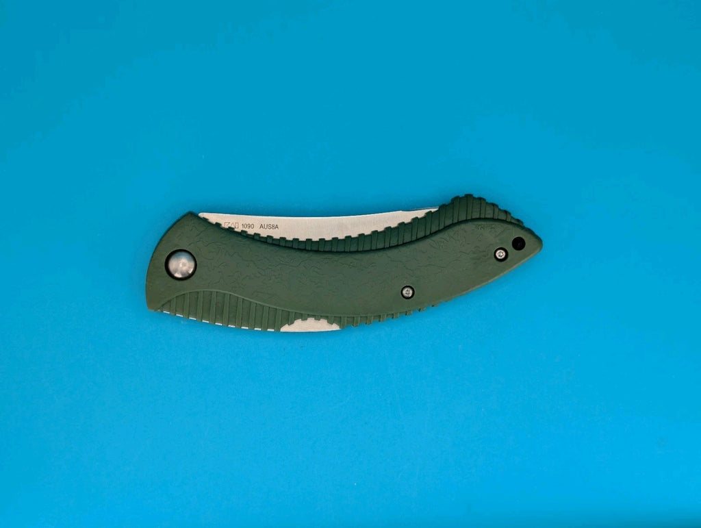 Vintage Kershaw Northside Hunter Green 1090 AUS-8A Folding Knife! With Sheath!