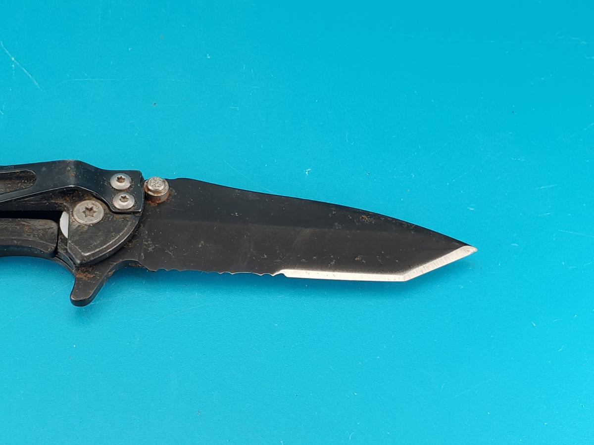 Gerber Torch I Frame Lock Plain Edge Blade Folding Pocket Knife! Black!