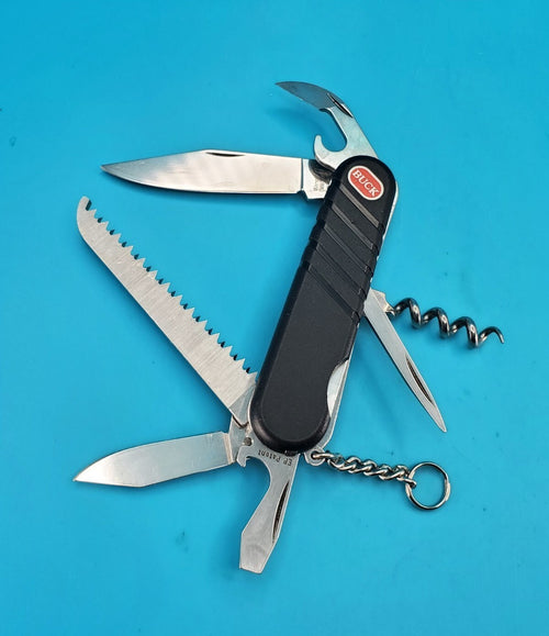 Black Wenger SwissBuck Trekker Swiss Army Knife Multi Tool!