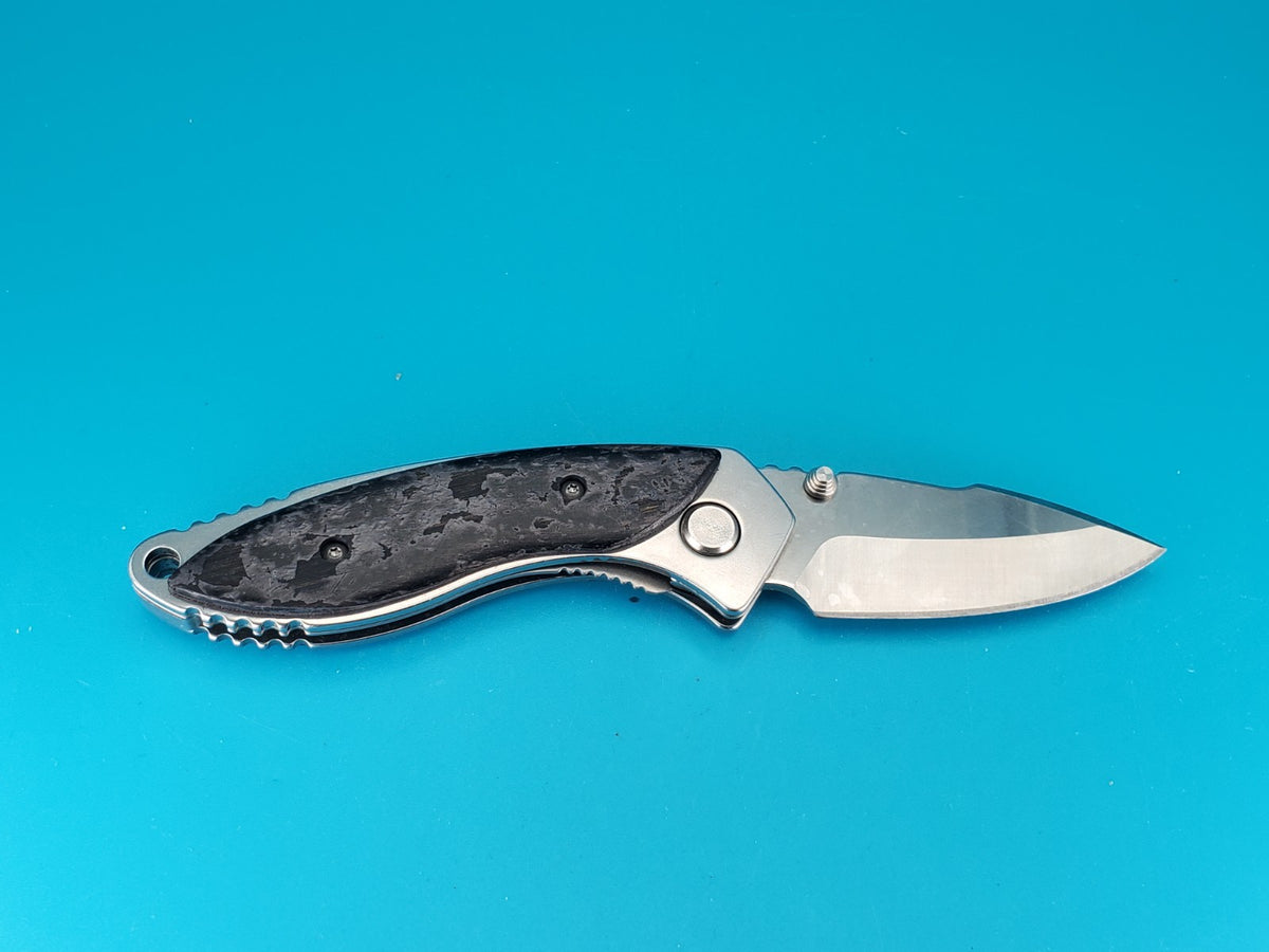 Buck Knife 270 Alpha Dorado Charcoal Birch Wood Handle Liner Lock Pocket Knife!