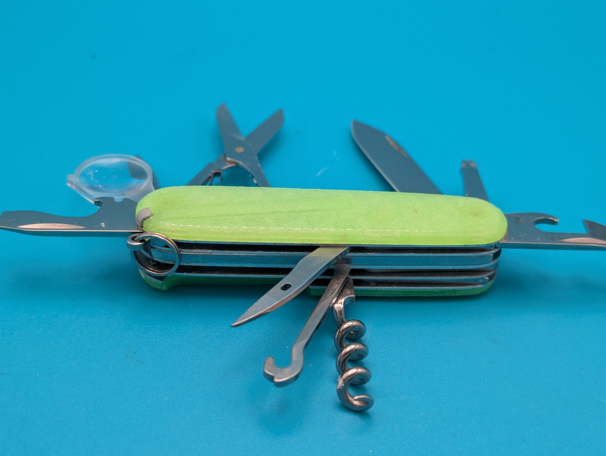 Custom Victorinox Explorer Firefly Green Glow in the Dark Swiss Army Knife! 91mm