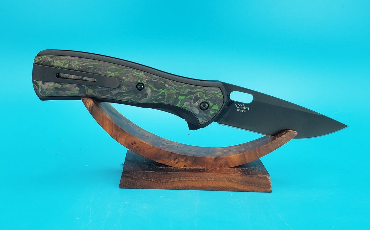Buck March 2024 BOTM 347 Vantage! Green Marbled CF! Armor Black Cerakote S35VN