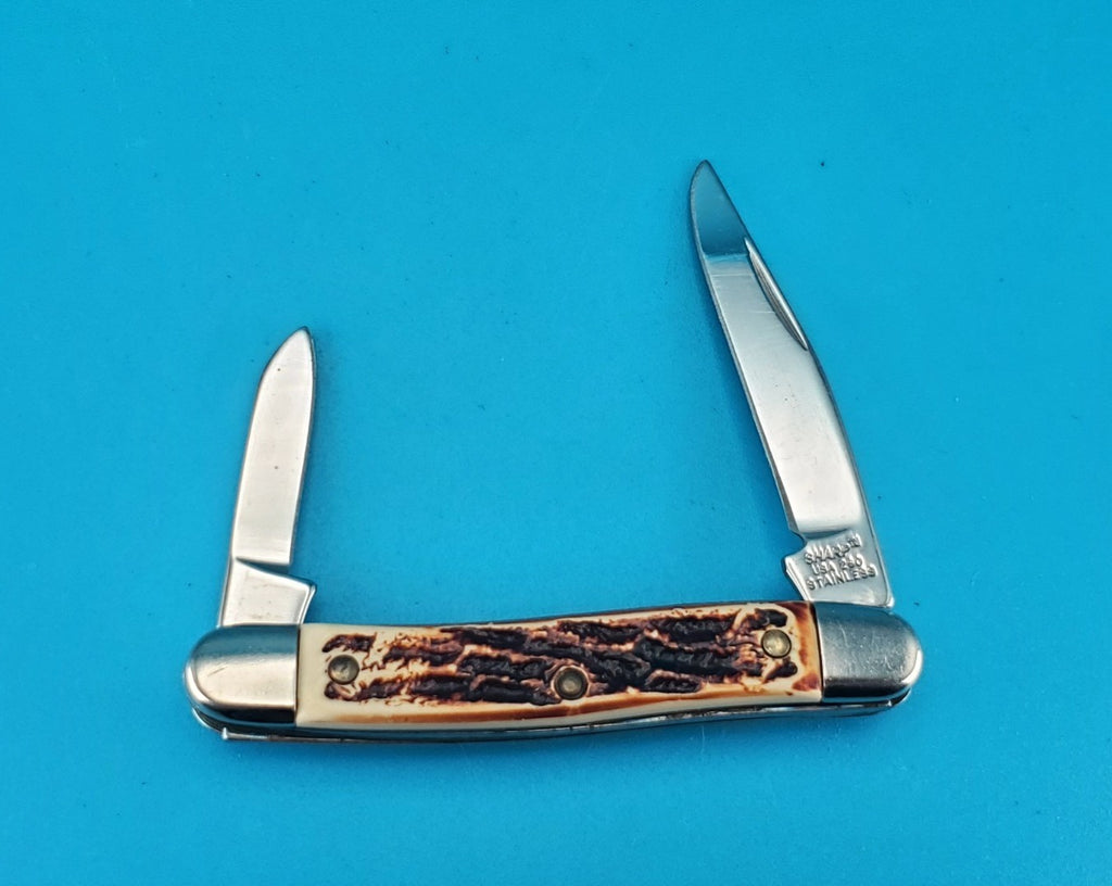 SHARP USA 260 Two Blade Folder Jigged Delrin Handles Stainless Blade!