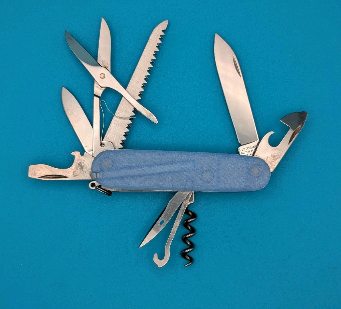 Custom Victorinox Huntsman Firefly Blue Glow in the Dark Swiss Army Knife! 91mm