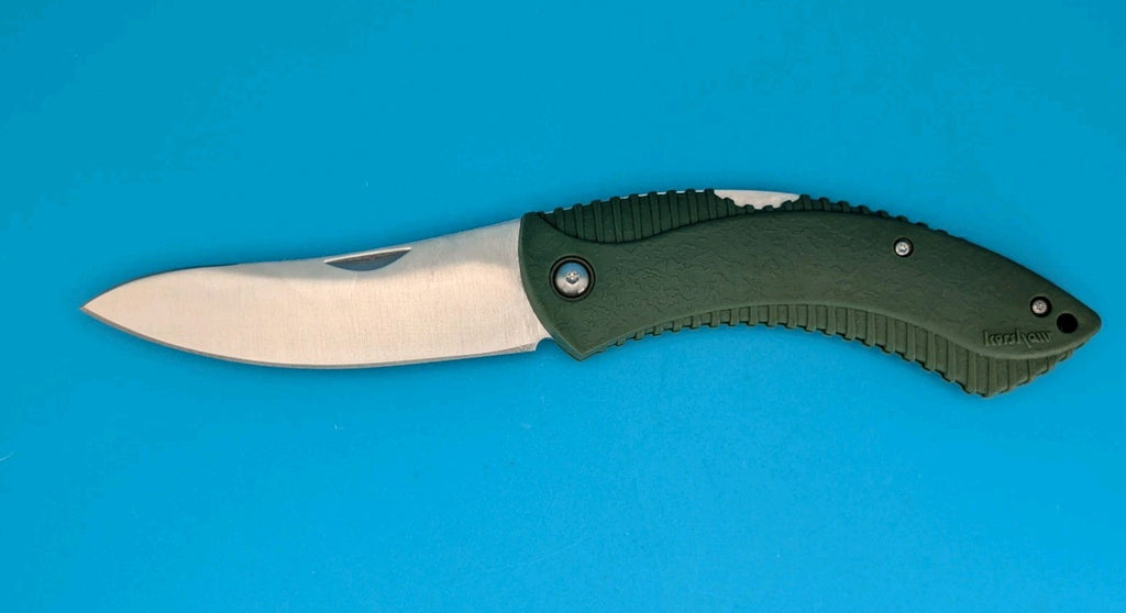 Vintage Kershaw Northside Hunter Green 1090 AUS-8A Folding Knife! With Sheath!