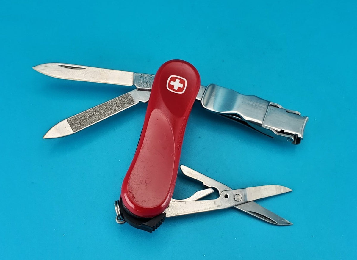 Wenger Nail Clip 580 Swiss Clipper Folding Pocket Knife Multi Tool! RED!