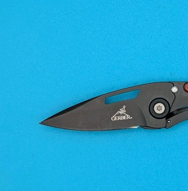 Rare Gerber Trendy Pear Wood Handle Liner Lock Plain Edge Pocket Knife!