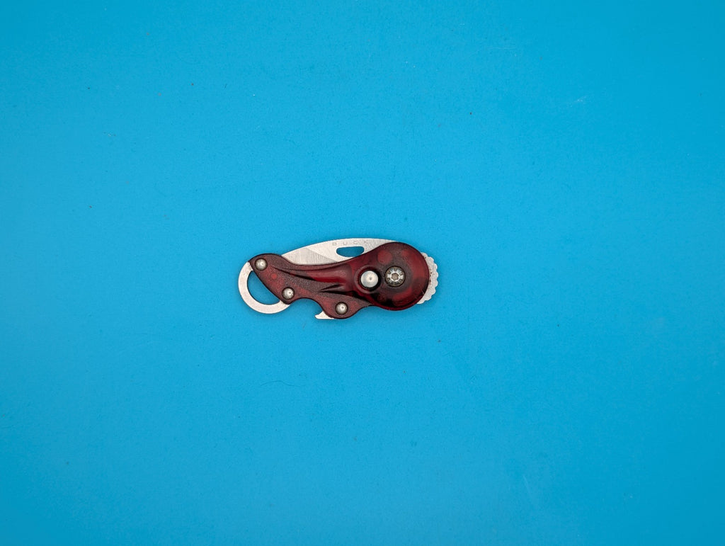 Vintage Buck 756 Transport Keychain Folding Knife Bottle Opener Red Handle! 2007