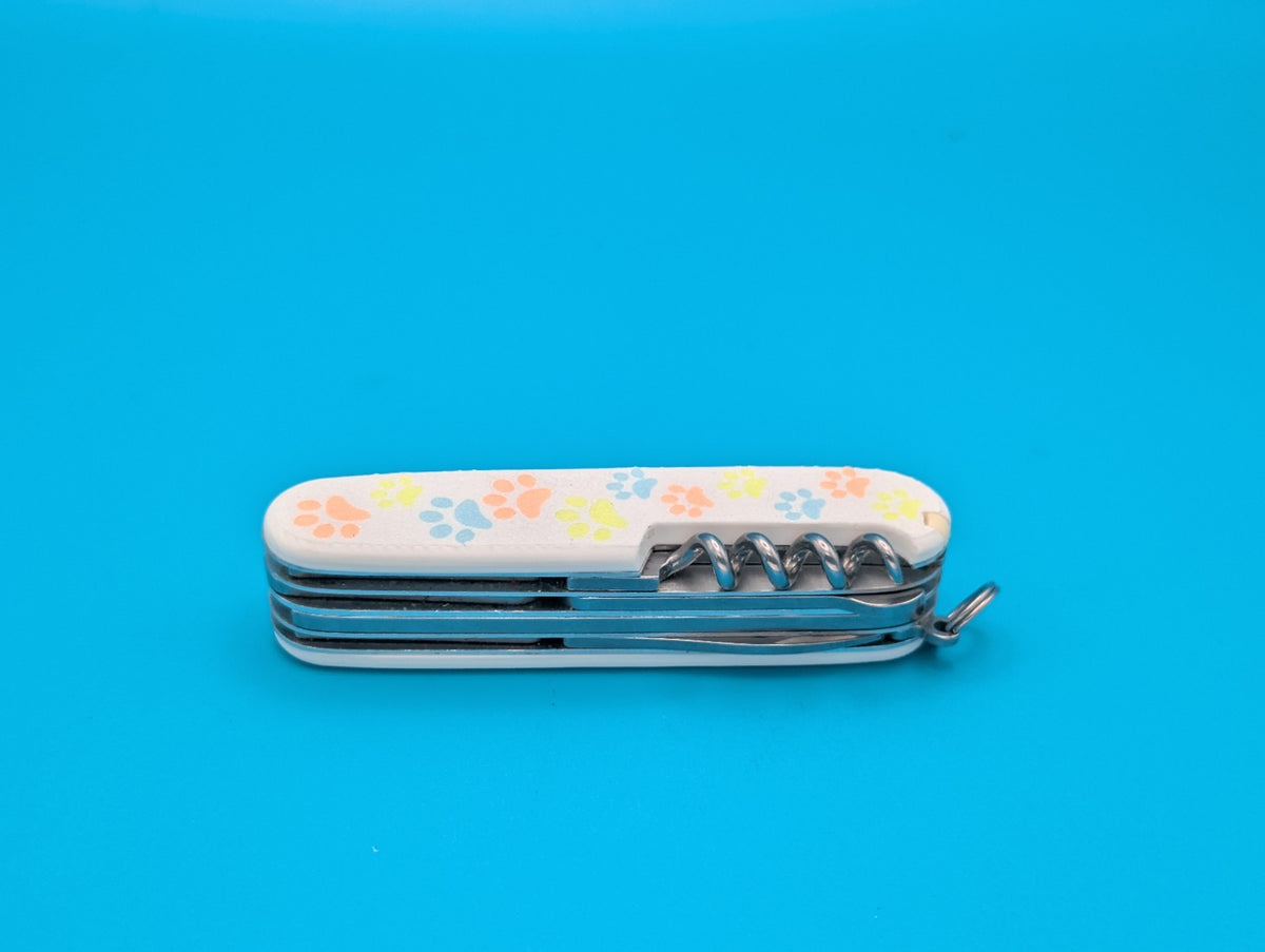 CUSTOM VICTORINOX EXPLORER GLOW IN THE DARK PAW PRINTS SWISS ARMY KNIFE!
