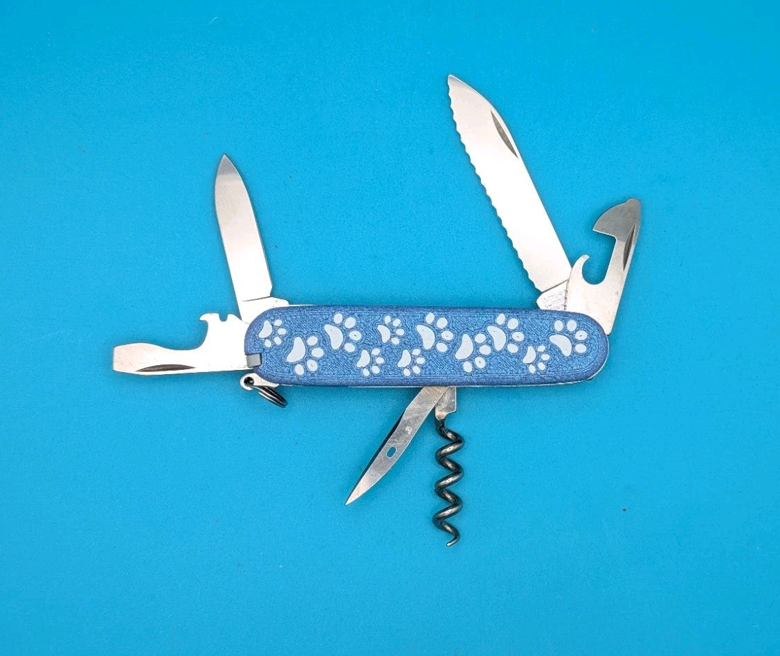 Victorinox Serrated Spartan Swiss Army Knife Multi Tool! Custom Paw Print Design