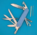 CUSTOM VICTORINOX FIELDMASTER GLOW IN THE DARK FIREFLY BLUE SWISS ARMY KNIFE!
