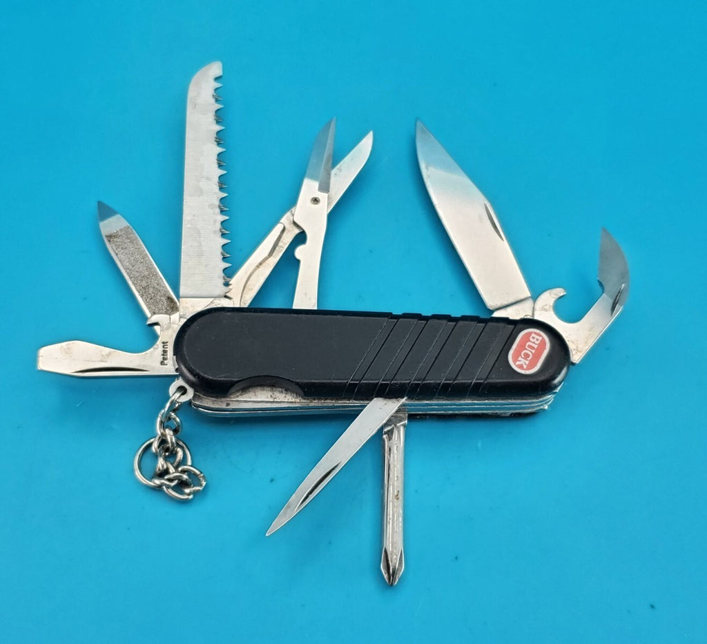 Wenger SwissBuck Remedy Retired Vintage Swiss Army Knife Black Multi Tool!