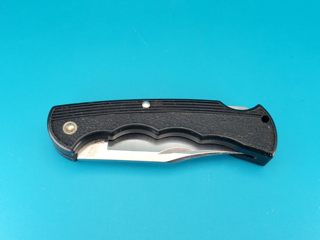 Buck USA 422 Bucklite Black Finger Groove Handle Lockback Knife! 1987 DATE