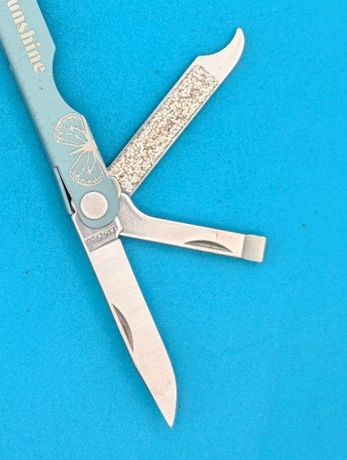 Custom Leatherman Micra Multi-Tool, Knife, Scissors, Key Ring, Teal! *SUNSHINE*