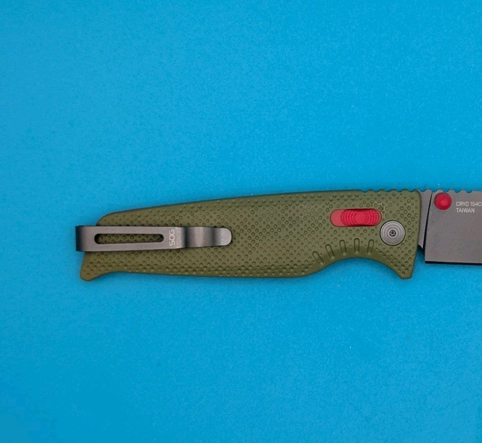 SOG Altair XR Field Green Stone Blue CRYO 154CM Folding Knife NEW
