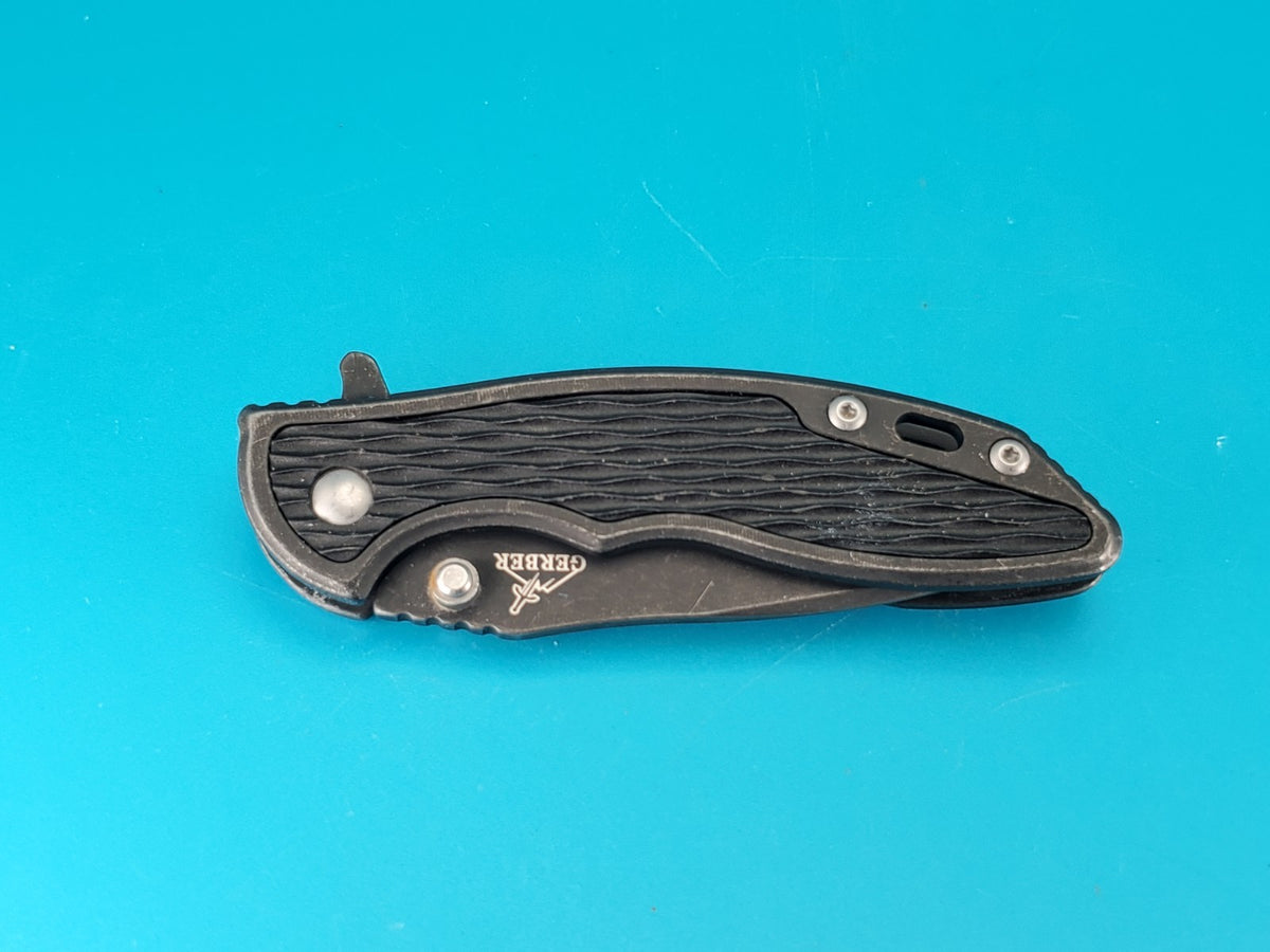 Gerber Torch I Frame Lock Plain Edge Blade Folding Pocket Knife! Black!
