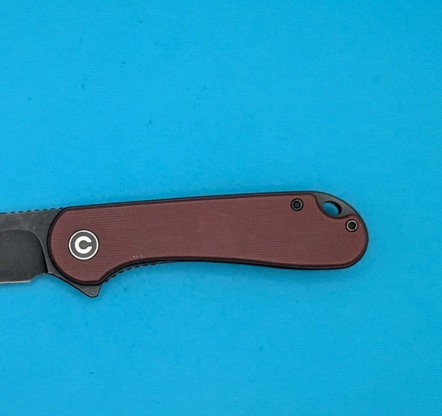 CIVIVI Elementum - Plain Edge Folding Pocket Knife! Burgandy Handle! USED
