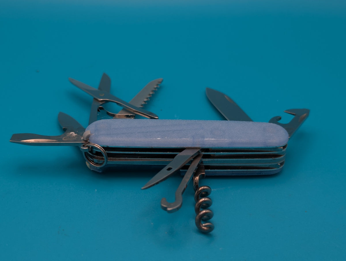 Custom Victorinox Huntsman Firefly Blue Glow in the Dark Swiss Army Knife! 91mm