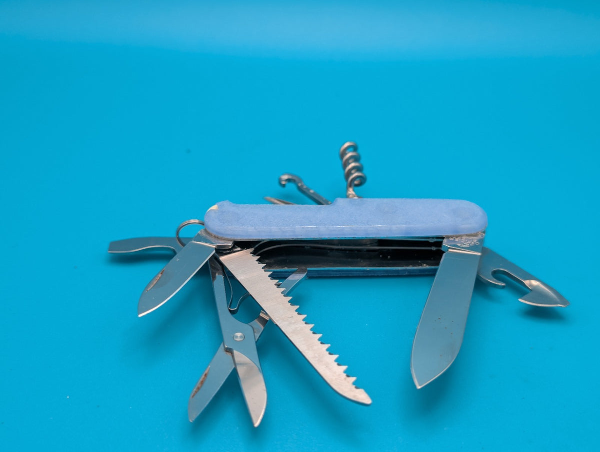 Custom Victorinox Huntsman Firefly Blue Glow in the Dark Swiss Army Knife! 91mm