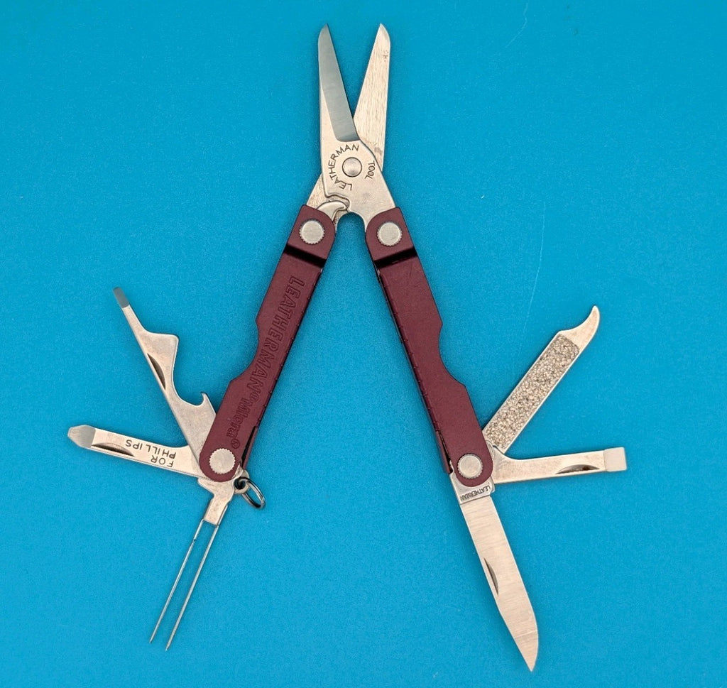 Leatherman Micra Multi-Tool, Knife, Scissors, Key Ring, Maroon Red!
