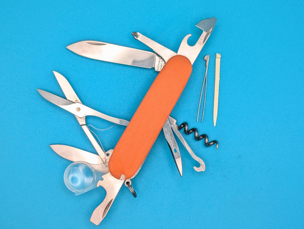CUSTOM VICTORINOX EXPLORER ORANGE GLOW IN THE DARK SWISS ARMY KNIFE!