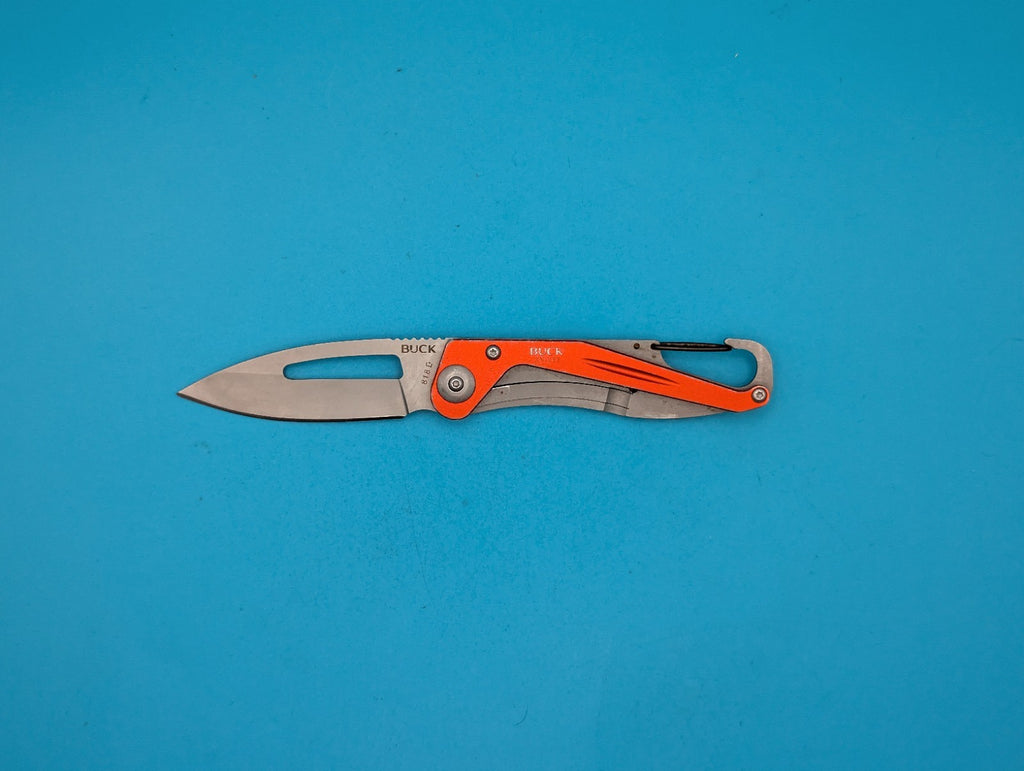 Rare Retired Buck 818 Apex Orange Handle Folding Pocket Knife!