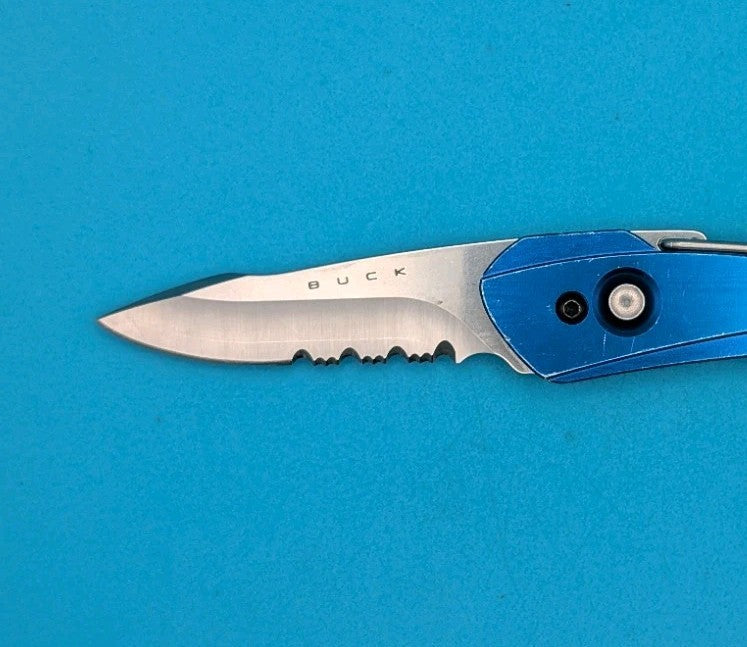 Buck USA 436 Short Revolution Blue Carabiner Folding Knife  - Discontinued