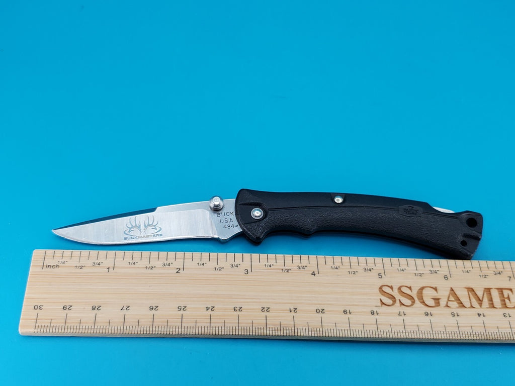 Buck USA Buckmasters 484 Pocket Knife Dated 2014 Plain Blade Black Handle