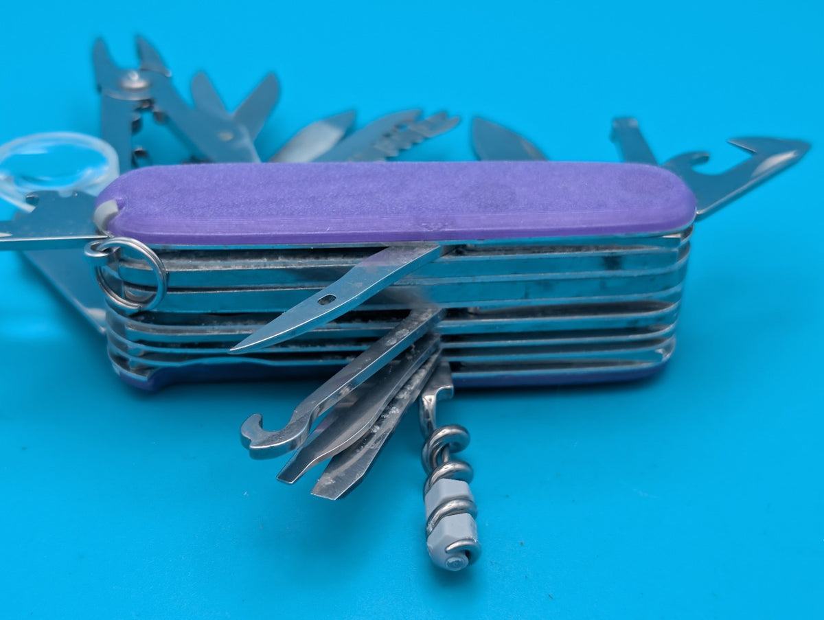 Custom Victorinox SwissChamp Electric Purple Glow in the Dark Knife Multi-Tool!