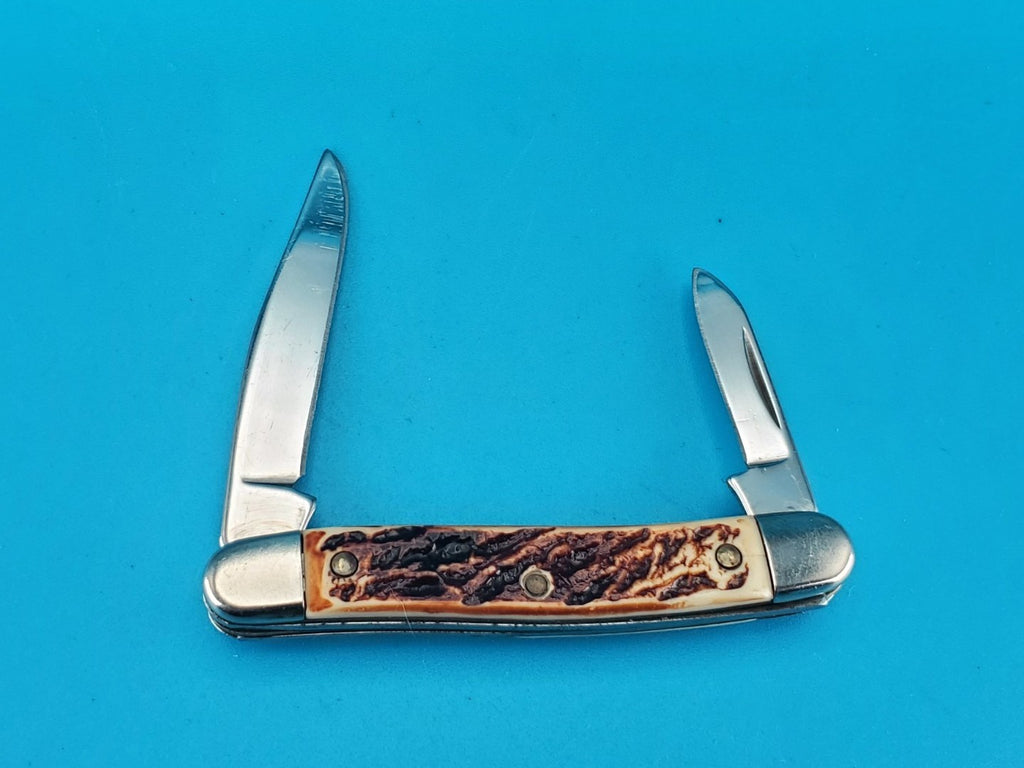 SHARP USA 260 Two Blade Folder Jigged Delrin Handles Stainless Blade!