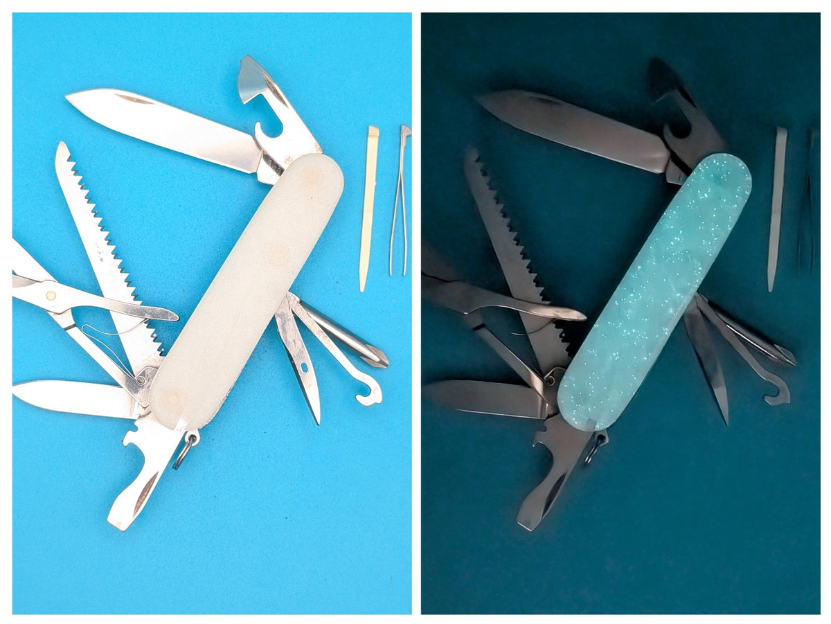 CUSTOM VICTORINOX FIELDMASTER GLOW IN THE DARK SWISS ARMY KNIFE! 91mm