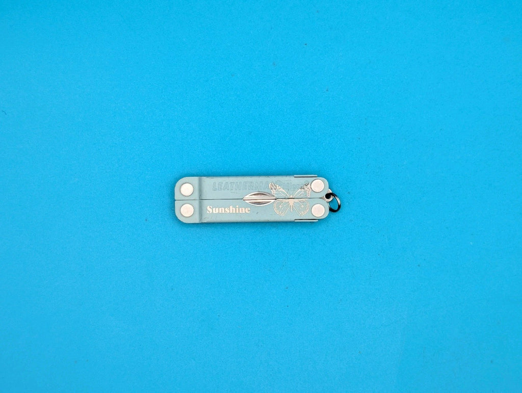 Custom Leatherman Micra Multi-Tool, Knife, Scissors, Key Ring, Teal! *SUNSHINE*